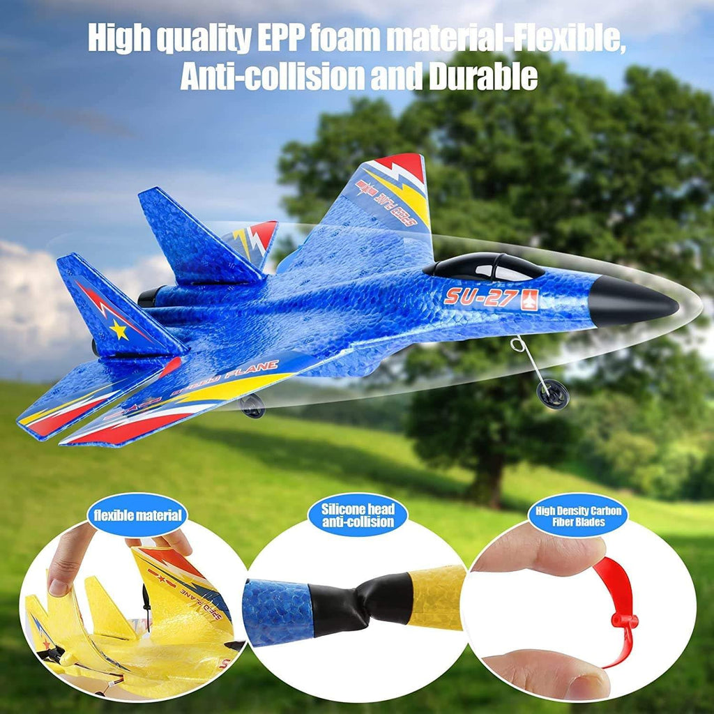 SU-27 RC Airplane,2.4GHz 2 Channel Remote Control Plane with Gyro Night Lights and 1 Batteries, Easy to Fly for Adults, Beginners multicolor - Image 2